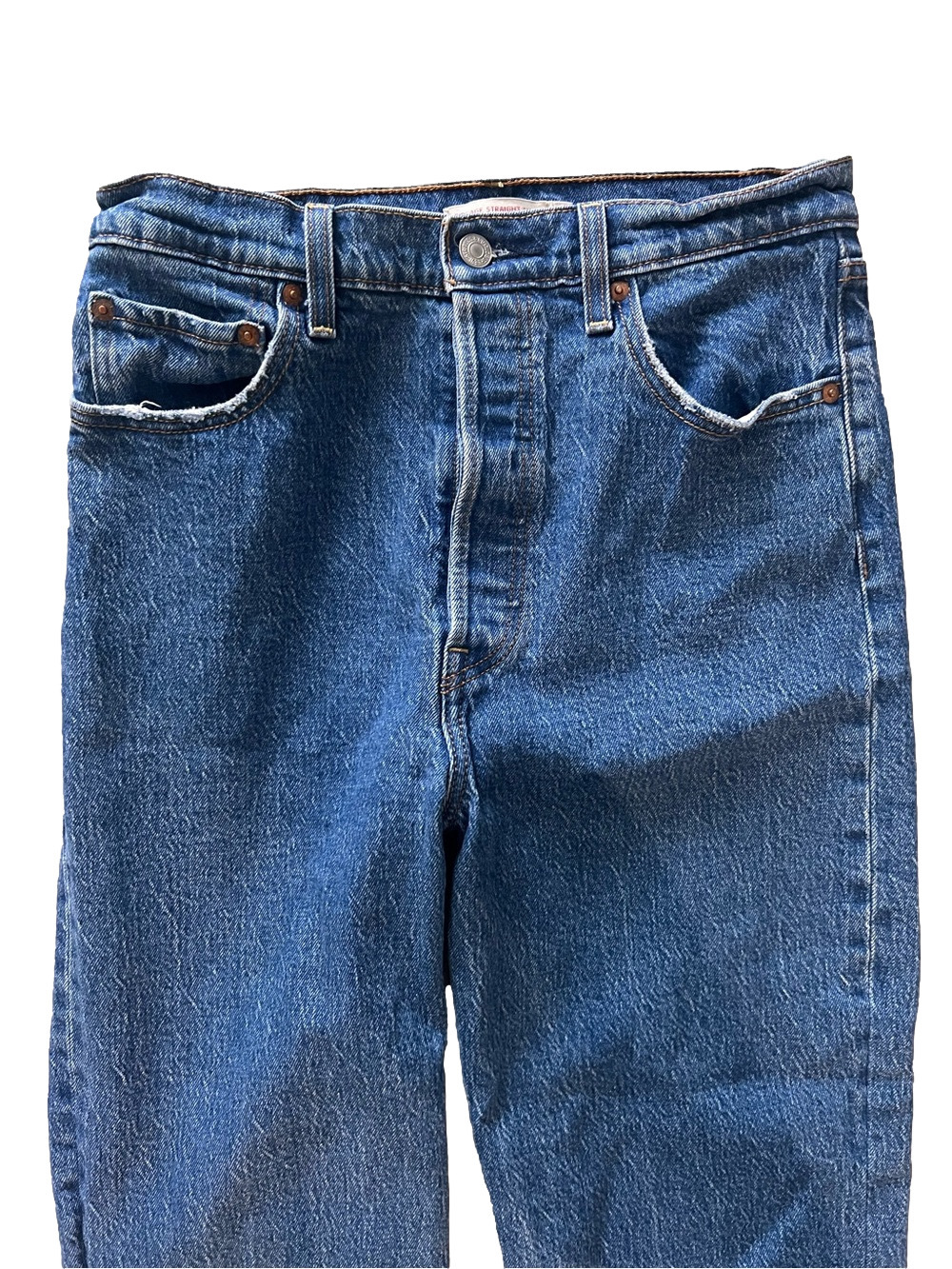 Levi’s Ribcage Straight Ankle Jeans High Rise Cropped Medium Wash - Size 27 - Picture 5 of 12